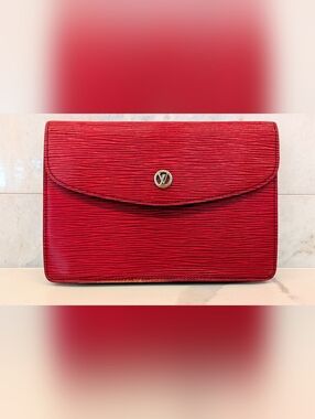Louis Vuitton Red Epi Leather Envelope Clutch